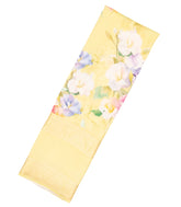 Light Yellow Handloom Silk Saree With Printed Floral Motifs & Zari Border-PS0544