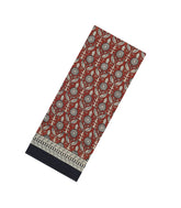 Maroon Printed Jaipur Cotton Saree With Chevron Motifs-JC1903