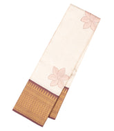 Off White Handloom Korvai Kanchipuram Tissue Silk Saree With Floral Motifs-KA13611