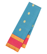 Sky Blue Handloom Korvai Kanchipuram Silk Saree With Zari Buttas-KA16173