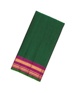 Bottle Green Handloom Gadwal Silk Cotton Saree With Contrast Border-GA0249