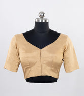 Cream Readymade Blended Tussar Blouse With Front Open Style-RB5214