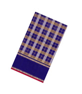 Purple Handloom Silk Cotton Saree With Zari Checks-SC4270