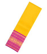 Mango Yellow Handloom Korvai Silk Pavadai & Pink Blouse-PM2082