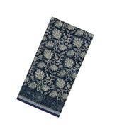 Steel Blue Printed Chanderi Cotton Saree With Floral Motifs & Sequin Work-CC1428