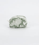 Cardamom Green Cotton Bagru Printed Coin Pouch With Zipper-ACS1069