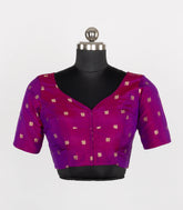 Magenta Readymade Tussar Silk Blouse With Zari Buttas-RB5247