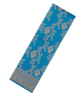 Sky Blue Woven Tussar Silk Saree With Floral Motifs-TU3399
