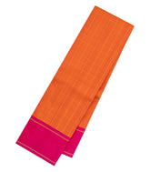 Orange Handloom Kanchipuram Silk Saree With Checks-KA15240