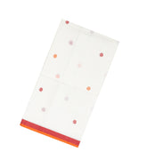 White Handloom Bengal Cotton Saree With Kamalam Buttas-BG1101