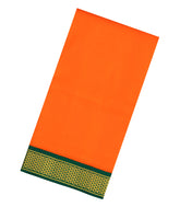 Orange Handloom Korvai Kanchipuram 9 Yards Silk Saree With Ganga Jamuna Border-KA15328