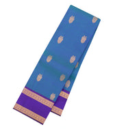 Light Blue Handloom Kanchipuram Silk Saree With Zari Buttas-KA16909