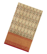 Gold Handloom Tissue Kanchipuram Silk Saree With Meena Motifs & Contrast Border-KA13991