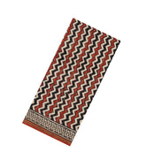 Rust & Black Printed Chanderi Cotton Saree With Geometric Motifs-CC1770