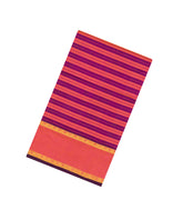 Magenta Handloom Silk Cotton Saree With Stripes & Contrast Pallu-SC3810