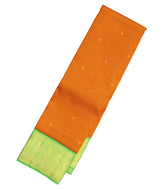 Orange Handloom Korvai Kanchipuram Silk Saree With Stripes & Buttas-KA12976