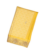 Mustard Handloom Silk Saree With Floral Motifs & Hand Embroidered Motifs-EN1725