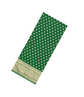 Green Woven Blended Satin Saree With Floral Zari Motifs-BL6009