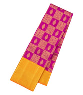 Pink Handloom Korvai Kanchipuram Silk Saree With Floral Zari Motifs-KA16728