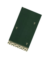 Dark Green Woven Chirala Cotton Saree With Printed Border & Pallu-CR1358
