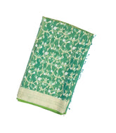 Light Green Handloom Organza Satin Soft Silk Saree With Floral Motifs-SO4090