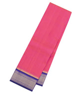 Pink Handloom Korvai Kanchipuram Silk Saree With Contrast Temple Border-KA15946