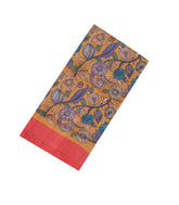 Mustard Woven Tussar Silk Saree With Printed Kalamkari Motifs-TU2911