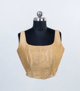 Gold Woven Ready Made Spun Cotton Plain Sleeveless Blouse-RB5193