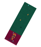 Dark Green Woven Chettinad Cotton Saree With Buttas-CN1863