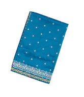 Sky Blue Handloom Silk Saree With Hand Embroidered Floral & Bird Motifs-EN1717