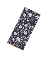 Black Handloom Linen Saree With Printed Floral Motifs-LI0779
