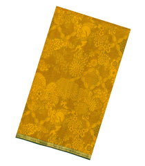 Mustard Handloom Woodblock Lino Silk Saree With Abstract Japanese Motifs-KA16391