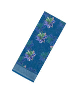 Indigo Printed Synthetic Linen Saree With Floral Motifs-SY0197