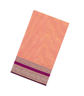 Peach Handloom Tissue Silk Cotton Saree With Stripes & Contrast Border-SC4588