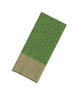 Green Woven Art Linen Saree With Flower Motifs-BL5653