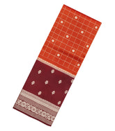Orange Woven Banarasi Poona Silk Saree With Checks & Buttas-BP1008