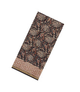 Black Printed Jaipur Cotton Saree With Floral Motifs-JC1549