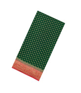 Green Handloom Banarasi Khaddi Georgette Silk Saree With Contrast Border-BE1804