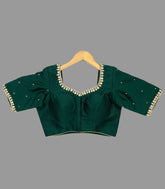 Green Embroidered Festive Blouse