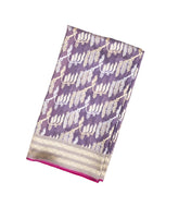 Lilac Handloom Organza Satin Soft Silk Saree With Floral Vine Motifs-SO4078