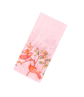 Pink Printed Synthetic Linen Saree With Bird Motifs-SY0173