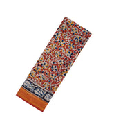 Rust Printed Kalamkari Cotton Saree With Zari Border-KAL1230
