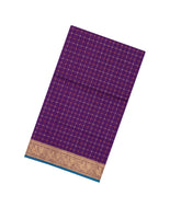 Purple Handloom Silk Cotton Saree With Dotted Checks -SC4260