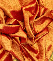Red Handloom Tissue Silk Saree With Betel Vine Motifs
