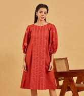 Rust Embroidered Dress