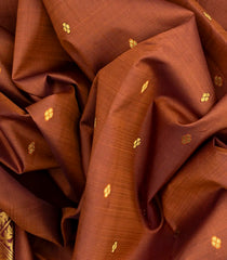 Rustic Brown Handloom Natural Dyed Silk Saree With 99 Flowers On Pallu