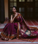 Crimson Handloom Kanchi Cotton Saree With Coin Buttas