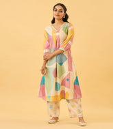 Abstract Multi Color Printed Kurta Set