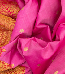 Candy Pink Handloom Korvai Silk Saree With Running Border
