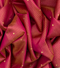 Crimson Handloom Lino Checks Silk Saree Coin Buttas